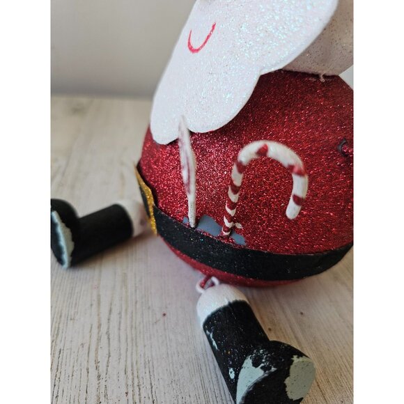 Pier 1 glitter Santa star metal vintage retired rare red gold Xmas decor centerp - Picture 9 of 10